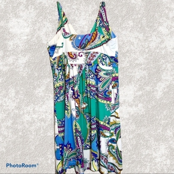 NEESHA Colorful Paisley Stretchy Mini Halter Dress, Size M/L - Picture 6 of 6